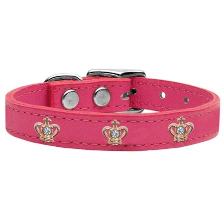 PET PAL Gold Crown Widget Genuine LeaTher Dog CollarPink Size 16 PE794122